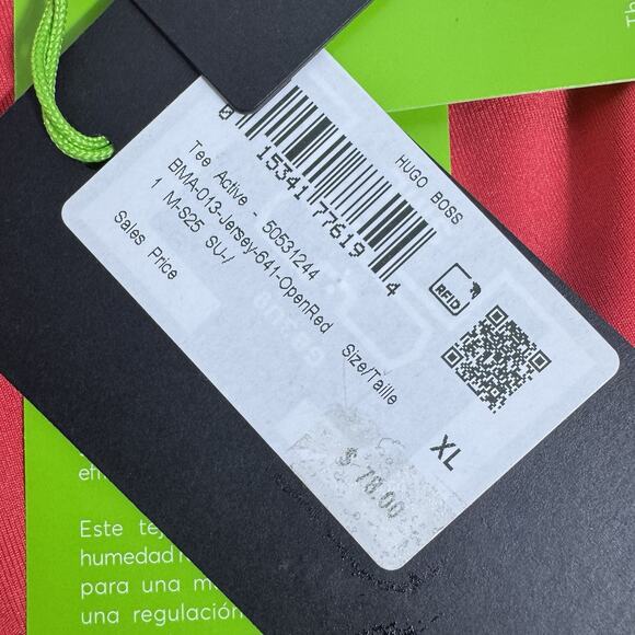 Hugo Boss Tee Active Men's X-Large Red Slim Fit Stretch - Picture 10 of 10